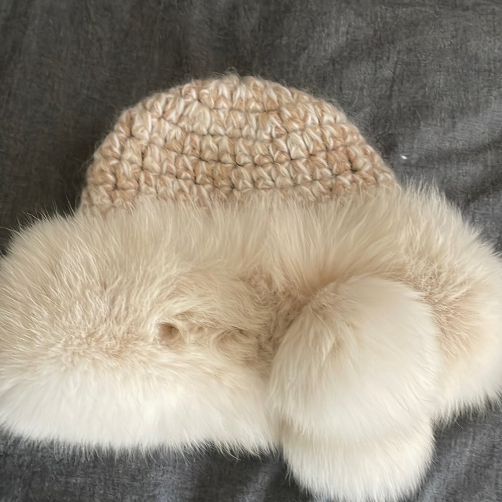 White fox real winter hat